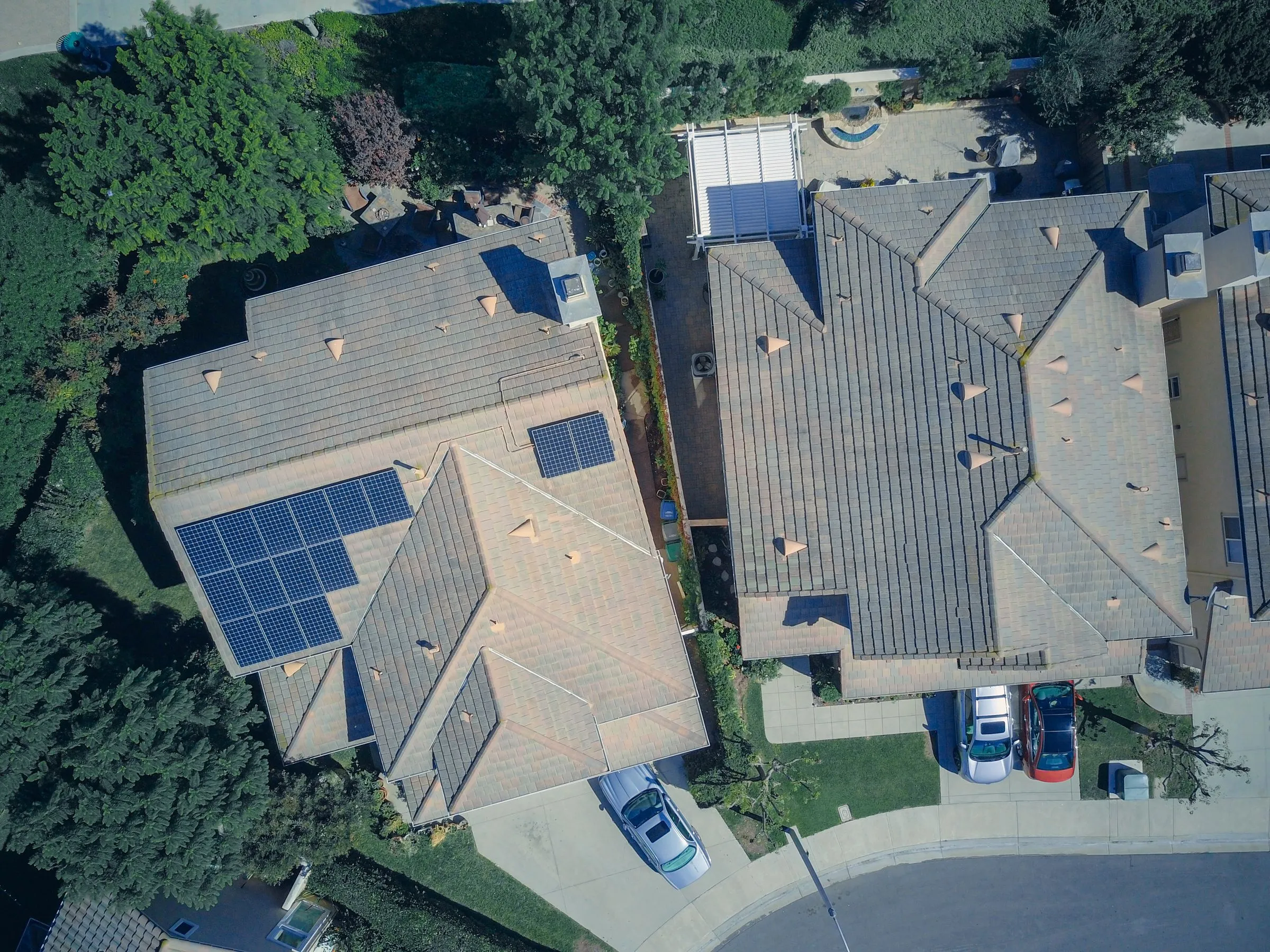 Modern solar home with full roof solar array at golden hour — Superior Solar installation in California